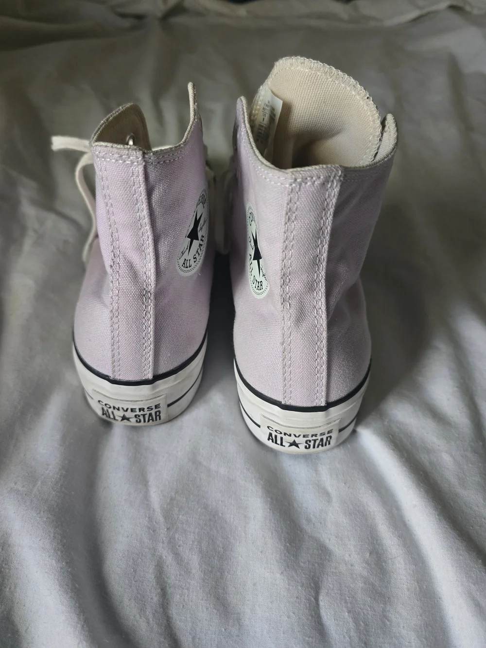 Converse High-Top Canvas Sneakers in Light Lavender and White Platform